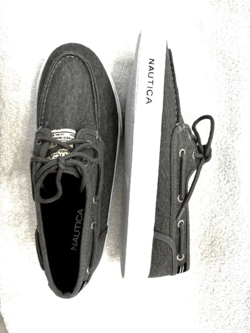 Nautica Spinnaker Washed deck sneakers in medium gray textile NWOT Men's Size 11